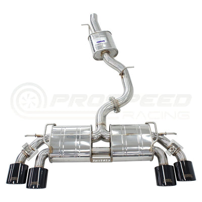Invidia R400 Valved Cat Back Exhaust w/Oval Tips - Rolled Titanium Blue Tips VW Golf R Mk7