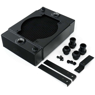CSF Racing 2-Row 3.5" King Cooler Drag Radiator w/9" Spal Fan Black for Universal for Universal