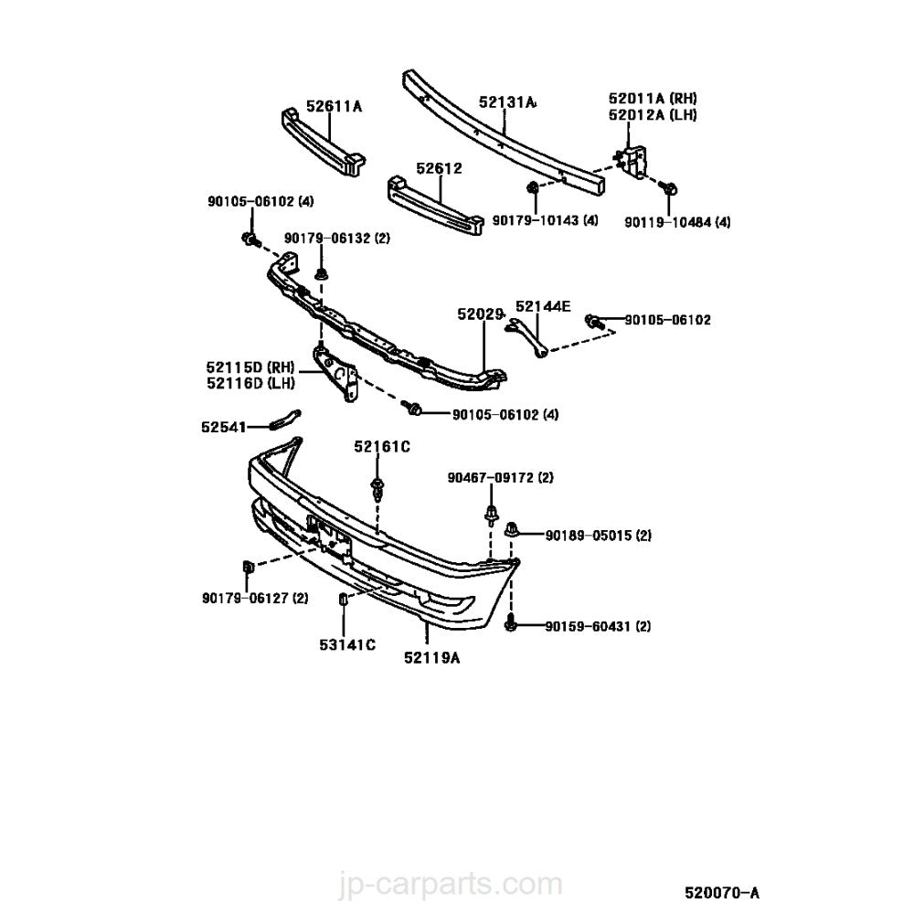 TOYOTA OEM JZX100/GX100 chaser front bumper LHS Support bar 52116-22180