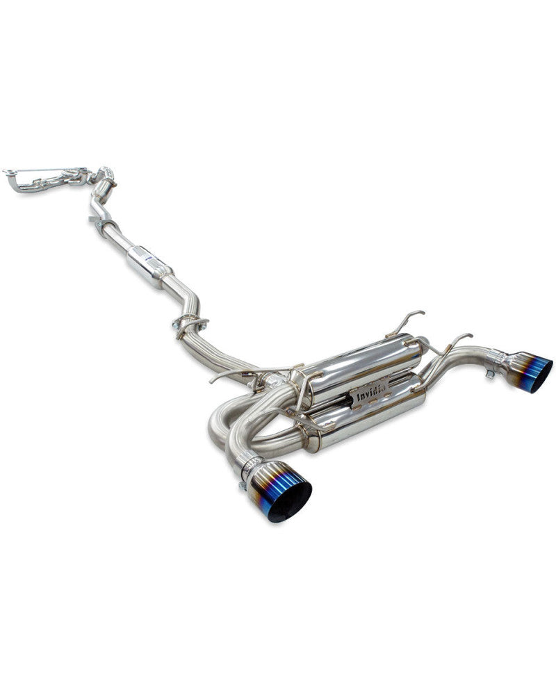 Invidia R400 70mm Engine Back Exhaust w/PSR Unequal Headers - Rolled Titanium Blue Tips Subaru BRZ & Toyota 86 12-21, 22+ (6MT)