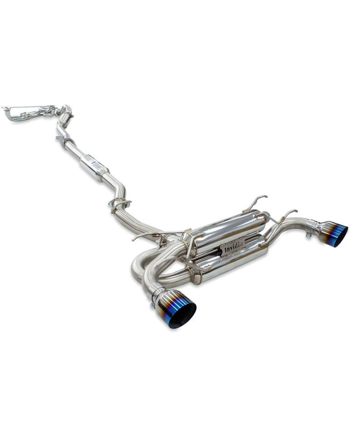 Invidia R400 70mm Engine Back Exhaust w/PSR Unequal Headers - Rolled Titanium Blue Tips Subaru BRZ & Toyota 86 12-21, 22+ (6MT)