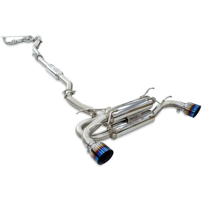Invidia R400 70mm Engine Back Exhaust w/PSR Unequal Headers - Rolled Titanium Blue Tips Subaru BRZ & Toyota 86 12-21, 22+ (6MT)