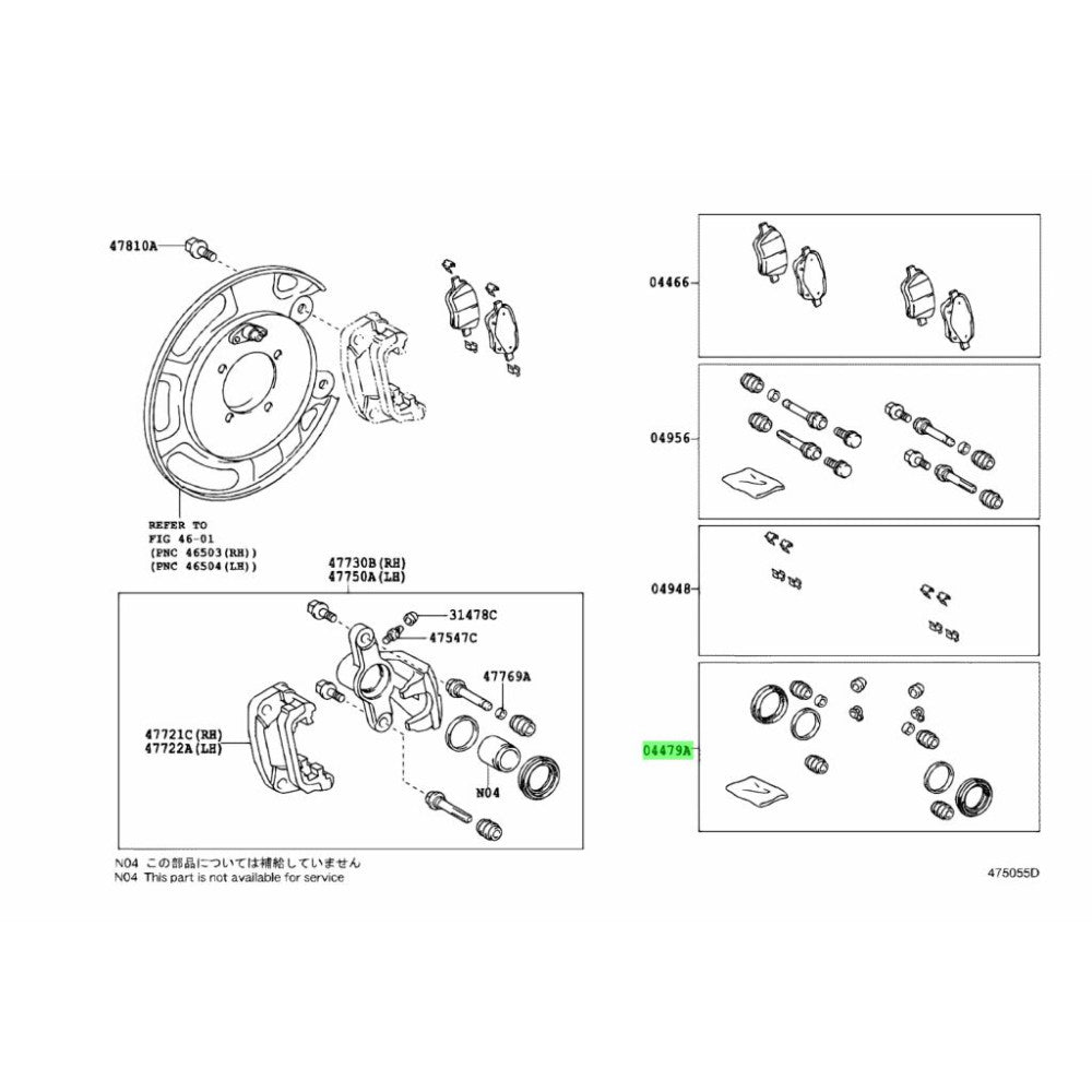 TOYOTA OEM ANH20/GGH20/AGH30/ACR30/GSR50/ACR50 Rear brake Rebuild kit 04479-28180