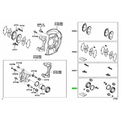 TOYOTA OEM ANH20/GGH20/AGH30/ACR30/GSR50/ACR50 Front brake Rebuild kit 04478-28050