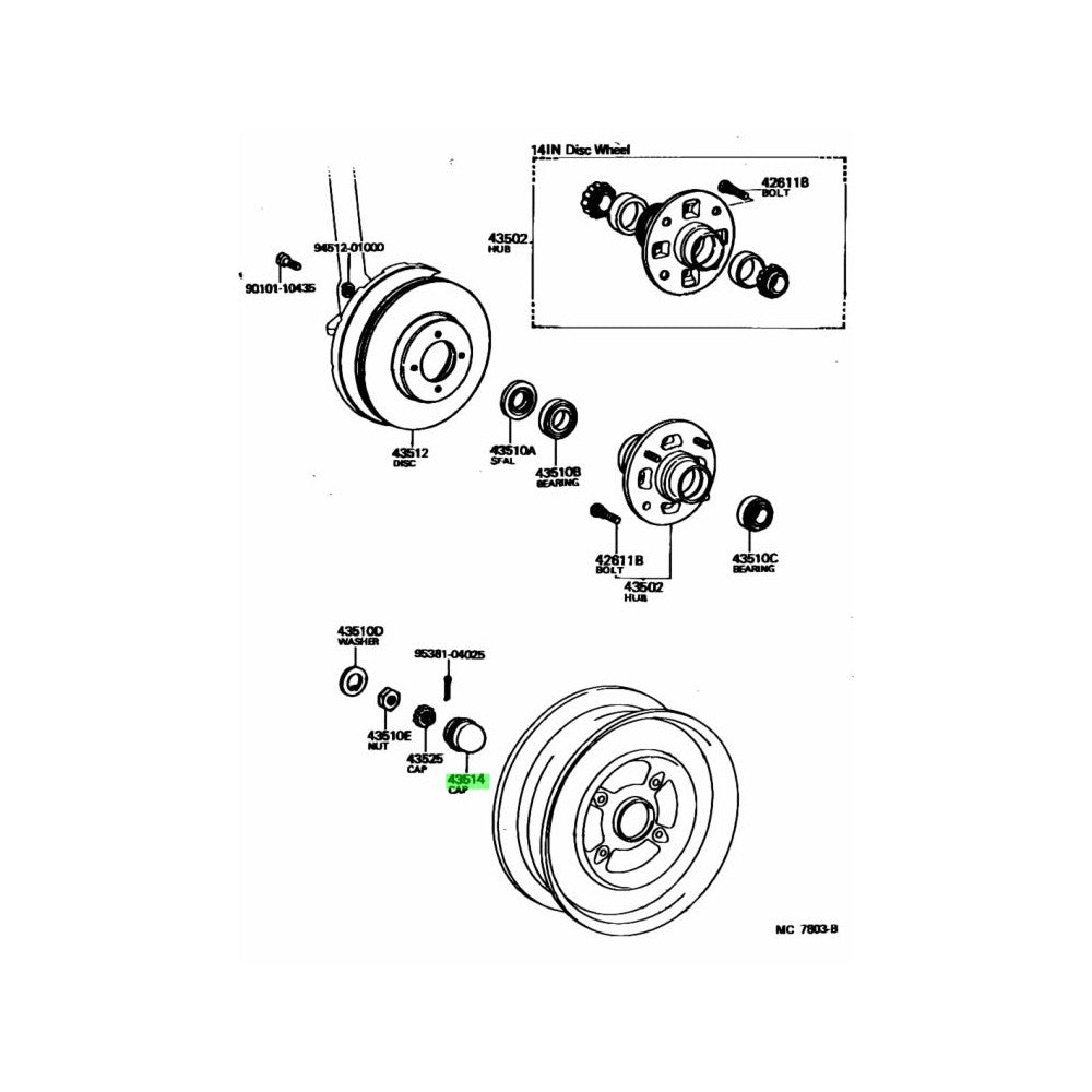 TOYOTA OEM AE86 Levin/Trueno/Sprinter Front wheel bearing Cap 43514-20010