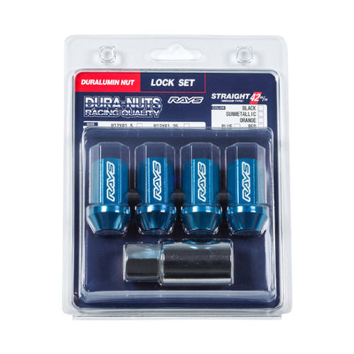 RAYS DURA-LOCK ONLY L42 STRAIGHT NUT SET M12X1.25 BLUE
