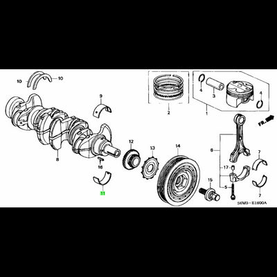 HONDA OEM MAIN BEARING E LOWER YELLOW - CL7 DC5 EP3 FD2 FN2