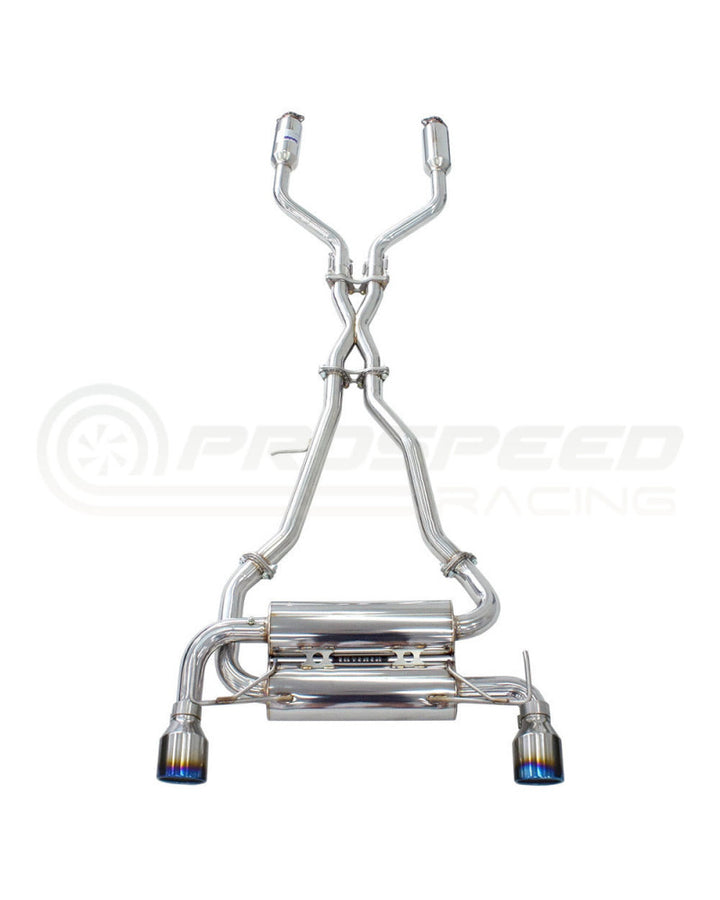 Invidia Gemini Cat Back Exhaust - Rolled Titanium Blue Tips Nissan Z 