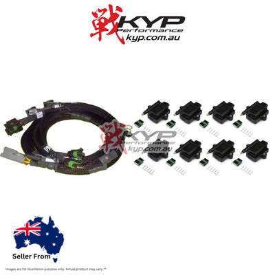 HALTECH V8 GM/Chrysler Hemi Small/Big Block 8 x Individual High Output IGN-1A Inductive Coil and Harness Kit - HT-130312