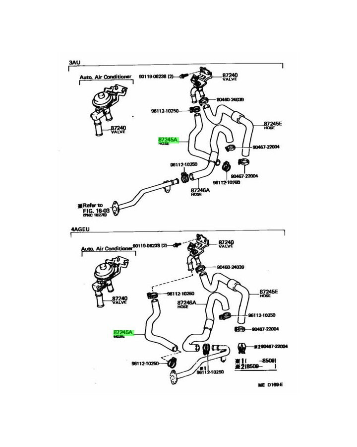 TOYOTA OEM HEATER WATER INLET HOSE A 87245-12800