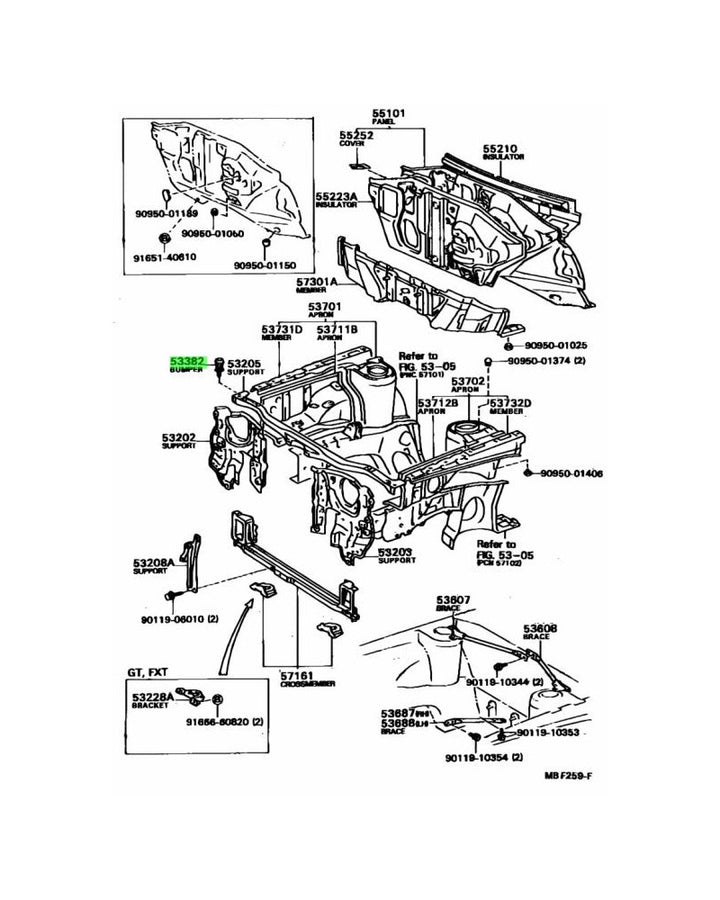 TOYOTA OEM FRONT BUMPER HOOD - 53382-12050