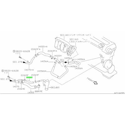 NISSAN OEM WATER BYPASS HOSE - 14080-65F01