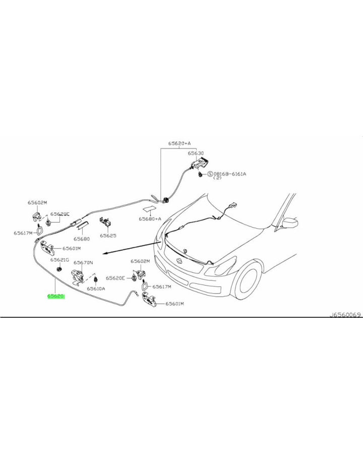 NISSAN OEM CABLE ASSEMBLY-HOOD LOCK CONTROL - 65620-JK61A