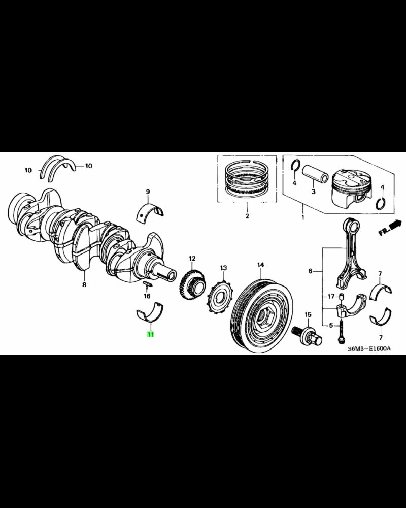 HONDA OEM MAIN BEARING B LOWER BLACK - CL7 DC5 EP3 FD2 FN2