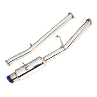 Invidia N1 Turbo Back Exhaust Non-Resonated - Straight Cut Titanium Blue Tips Subaru WRX/STI GD 01-07
