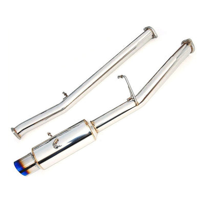 Invidia N1 Turbo Back Exhaust Non-Resonated - Straight Cut Titanium Blue Tips Subaru WRX/STI GD 01-07