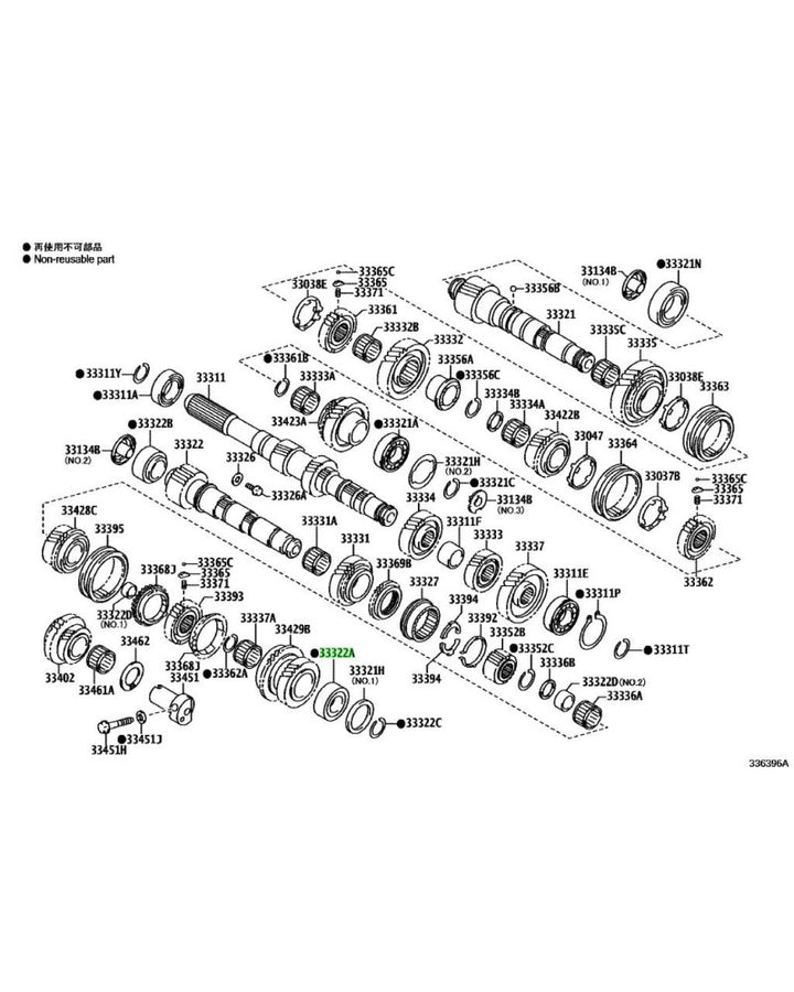 TOYOTA OEM BEARING FOR OUTPUT SHAFT NO.2 REAR - 90366-32044