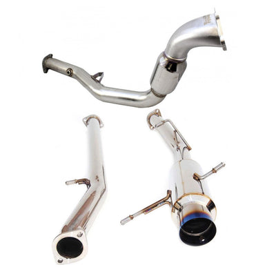 Invidia N1 Turbo Back Exhaust Non-Resonated - Straight Cut Black Stainless Tips Subaru WRX/STI GD 01-07