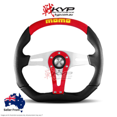 MOMO Trek Red Black Leather Red Suede 350mm Steering Wheel - 11102935112L