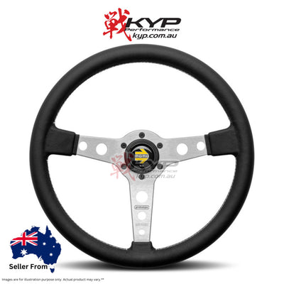 MOMO Prototipo Silver Spokes Black Leather 370mm Steering Wheel - VPRO370SILBR