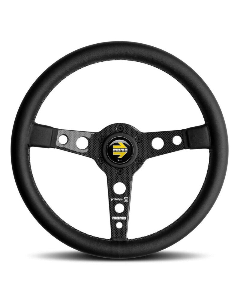 Momo Prototipo 6c Carbon Black Leather 350mm Steering Wheel - VPROT6C350BKR