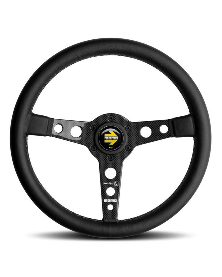 Momo Prototipo 6c Carbon Black Leather 350mm Steering Wheel - VPROT6C350BKR
