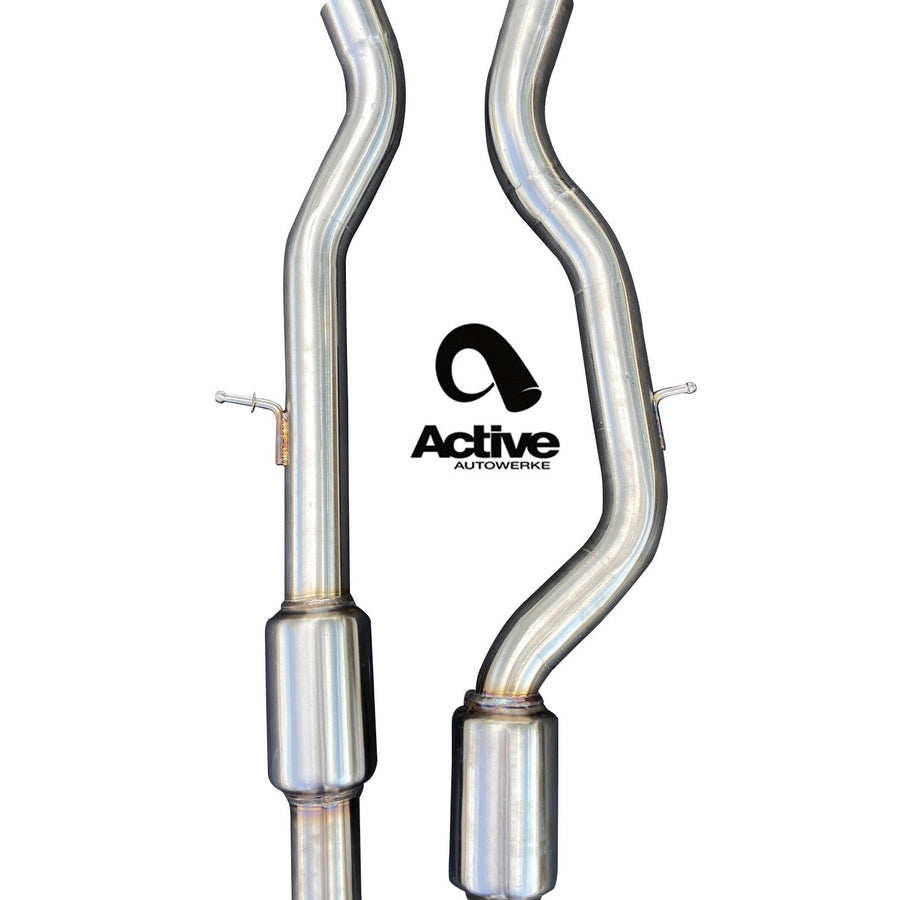 Active Autowerke F8X Resonator Pipes for Single Length Mid Pipe – AWE connectors – 2014+ M3 / M4