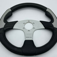 Momo Corse Leather 350mm Steering Wheel – Black with Silver Insert