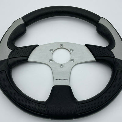 Momo Corse Leather 350mm Steering Wheel – Black with Silver Insert