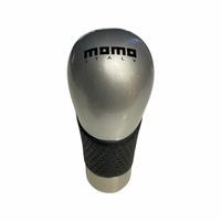 Momo Gear Knob Shadow Tecno Silver Black Leather Logo