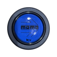 MOMO Black Arrow Over Blue Round Lip Horn Button