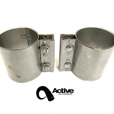 Active Autowerke G8X single midpipe exhaust clamp set (2 ball clamps, 2 torca clamps) – 2019+ X3M / X4M, 2021+ M3 / M4. 2023+ M2