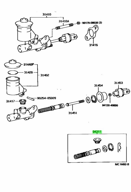 Genuine Toyota Clutch Master Cylinder Rebuild Repair Kit (04311-12110)