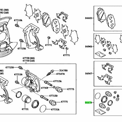 Toyota Genuine Front Disc Brake Cylinder Kit 04478-22040