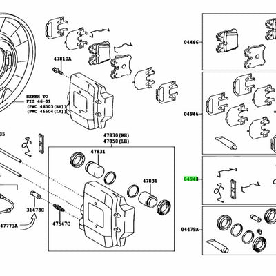 Lexus Genuine OEM Rear Disc Brake Fitting Kit 04948-50060