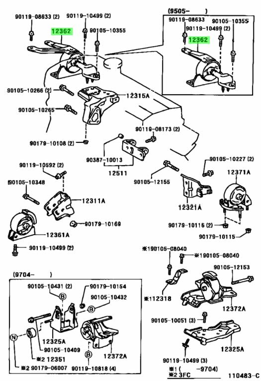 TOYOTA Genuine OEM ENGINE MOUNT RH AE111 12305-16100