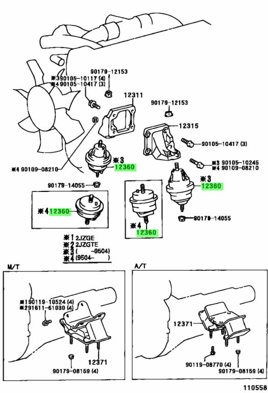 Toyota Genuine OEM JZA80 Supra Series 1 Engine Mount - 12360-46070