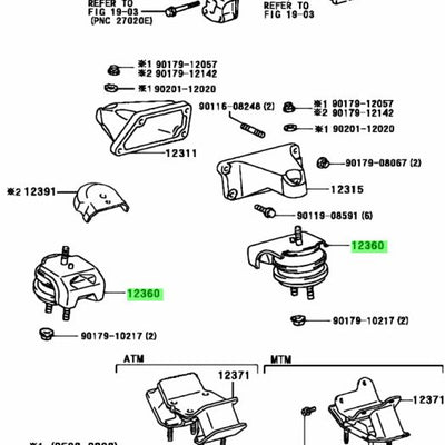 Toyota Genuine OEM JX100 Chaser 1JZ Engine Mount - 12360-46122