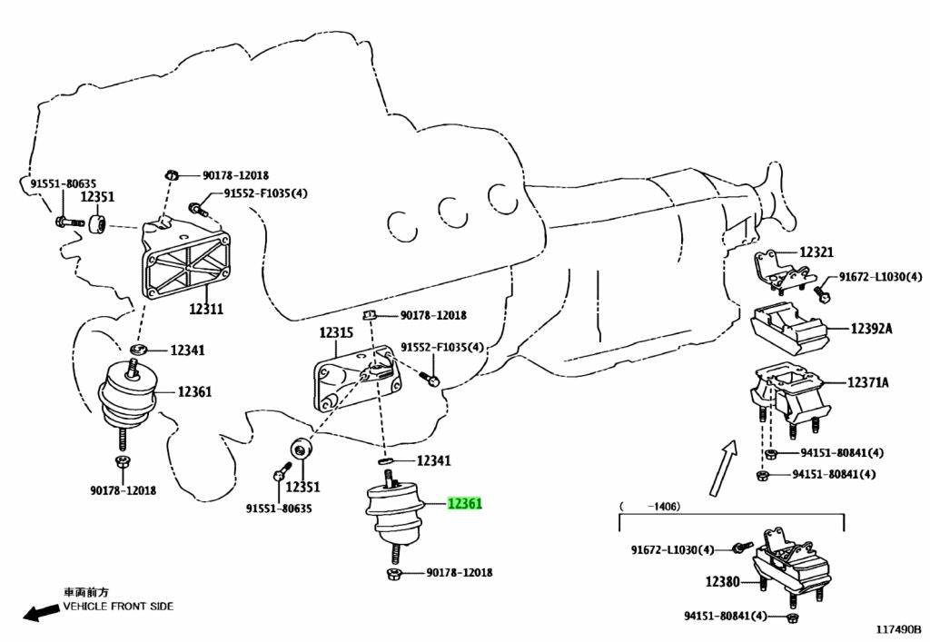 Lexus Genuine Engine mount for 2URGSE ISF/RCF/GSF 12361-38320