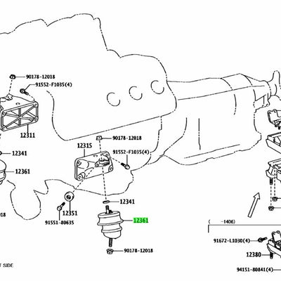Lexus Genuine Engine mount for 2URGSE ISF/RCF/GSF 12361-38320