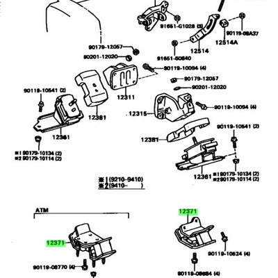 Toyota Genuine OEM R154 Gearbox Mount Fits Toyota Chaser, Cresta & Mark II JZX100 (5 Speed) 12371-46150