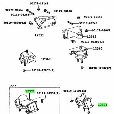 Toyota Genuine ENGINE MOUNT fits Toyota Altezza 3SGE 12371-74600