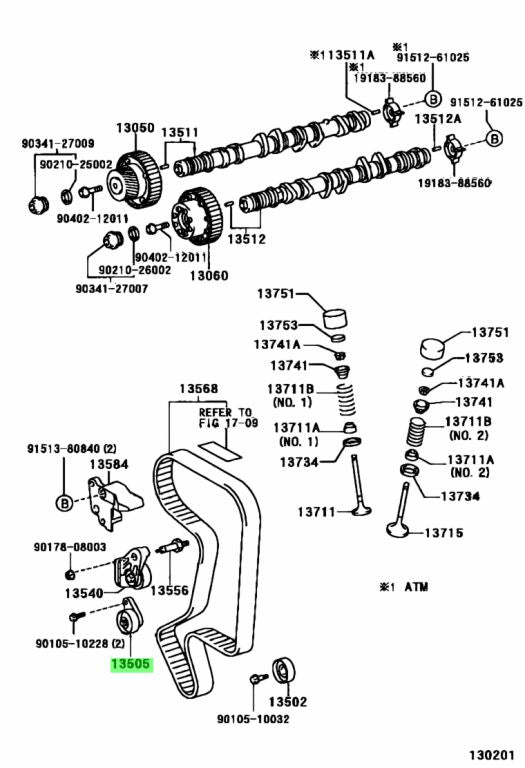Toyota Genuine IDLER SUB-ASSY, TIMING BELT, NO.1 13505-88570