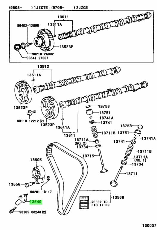 Toyota Genuine  OEM 1JZ & 2JZ OEM Timing Belt Tensioner - 13540-46030