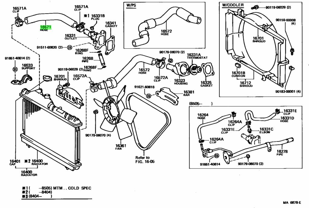 TOYOTA Genuine COROLLA LEVIN HOSE RADIATOR INLET 16571-16010