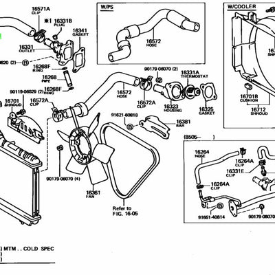 TOYOTA Genuine COROLLA LEVIN HOSE RADIATOR INLET 16571-16010