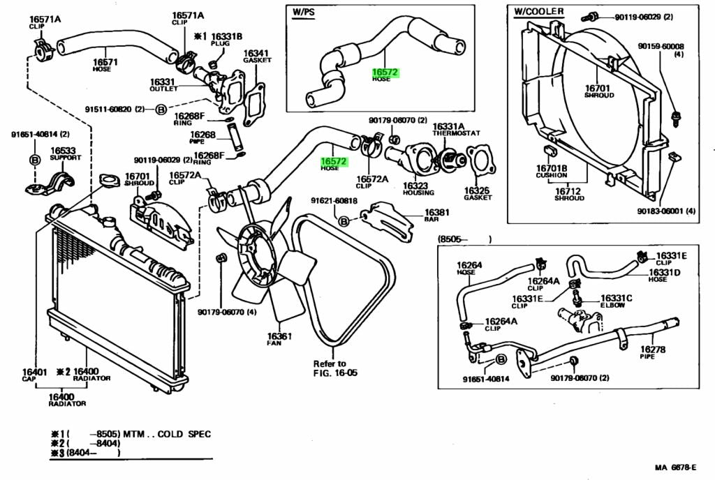 Toyota Genuine HOSE, RADIATOR, OUTLET 16572-16010