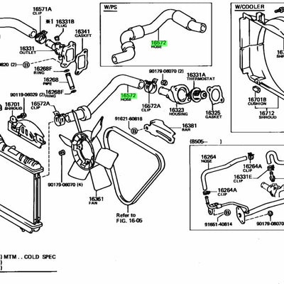 Toyota Genuine HOSE, RADIATOR, OUTLET 16572-16010