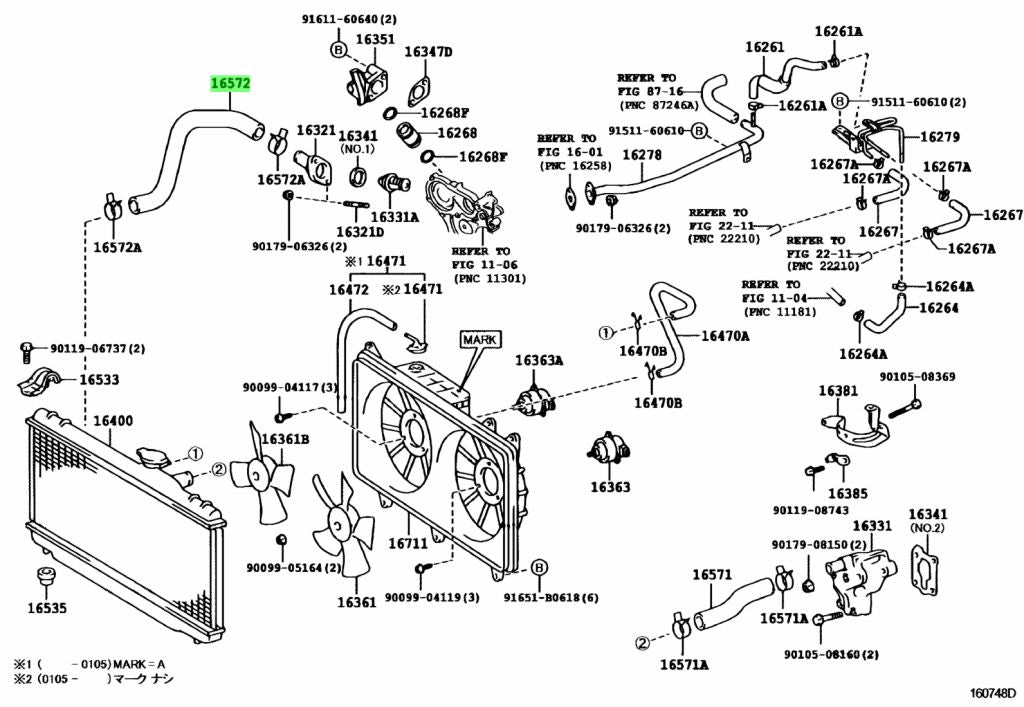 Toyota Genuine OEM HOSE, RADIATOR, OUTLET 16572-74340