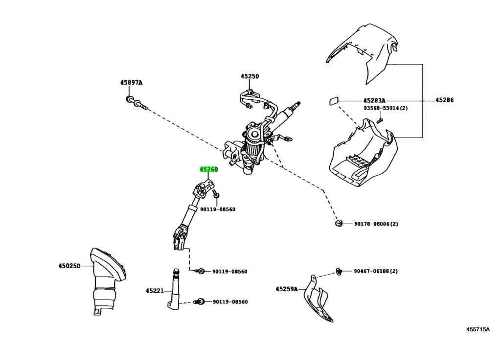 LEXUS Genuine Steering Intermediate Shaft Steering Universal Joint 45260-76020 Compatible with Lexus CT200H 1.8L 2011 2012 2013 2014 2015 2016 2017